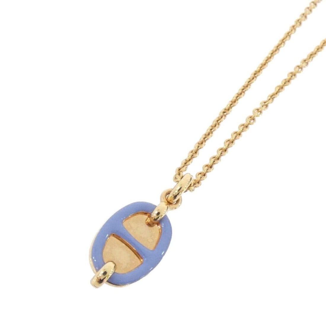 Hermes Mini Maillon PM 100053FO Necklace: --- Catalog ---Category: SizePendant Size: 2.3mm x 1.2mm / 0.09'' x 0.04''Neck Circumference: 47 cm / 18.5''Category: DesignColor: Blue, GoldGender: WomenNecklace Type: NecklaceCategory: GeneralMPN:
