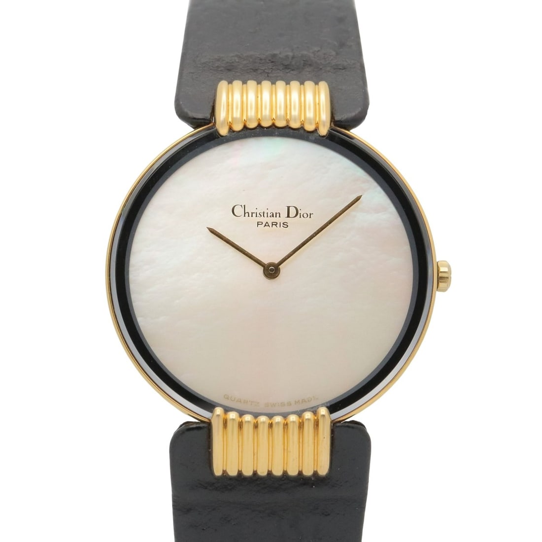 Christian Dior Dior Baghira watch, gold-plated (GP), leather strap, women's, white with shell case,: --- Catalog ---Category: SizeWrist Size: 18cm / 7.08''Case Diameter: 30mm / 1.18''Category: DesignType: WristwatchGender: WomenColor (Dial): White shellMaterial (Band): LeatherMaterial (Case): Gold