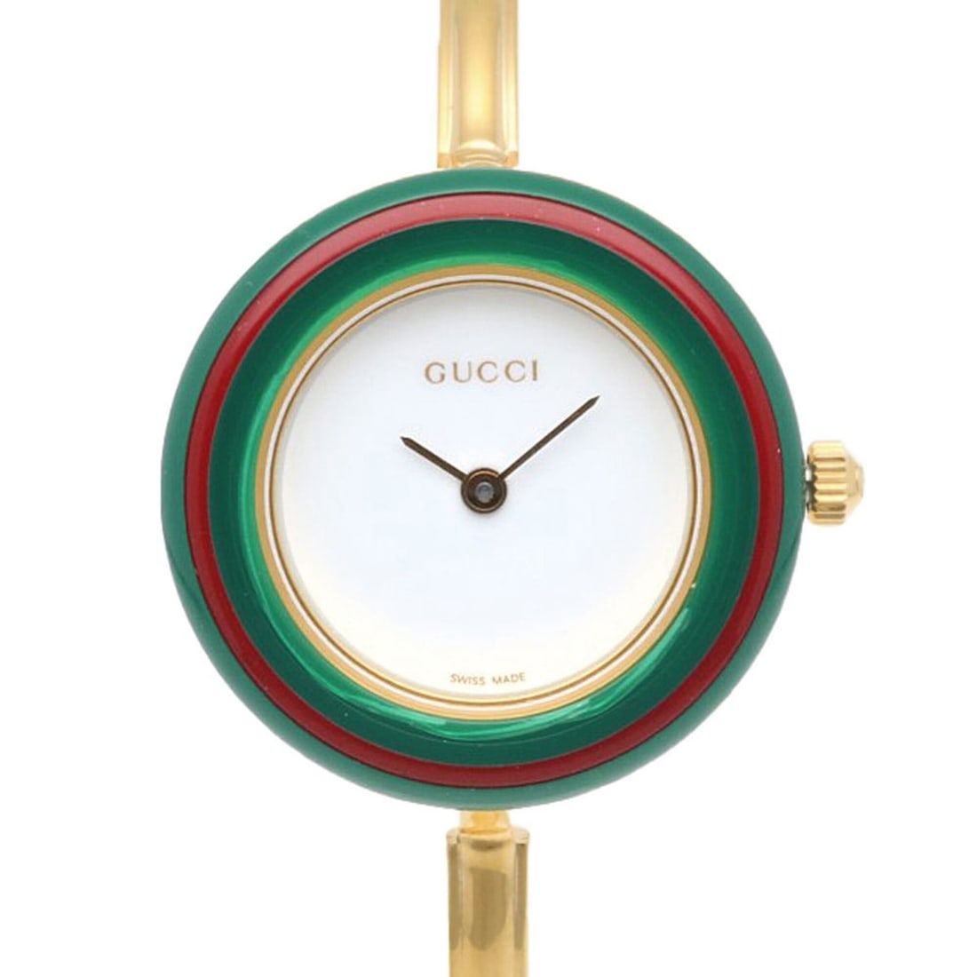 Gucci watch, GP 11 12.2 quartz women's GUCCI changeable bezel, 12 colors.: --- Catalog ---Category: SizeWrist Size: 16cm / 6.29''Case Diameter: 25.5mm / 1''Category: DesignType: WristwatchGender: WomenMaterial (Band): Gold platedMaterial (Case): Gold platedCategory: