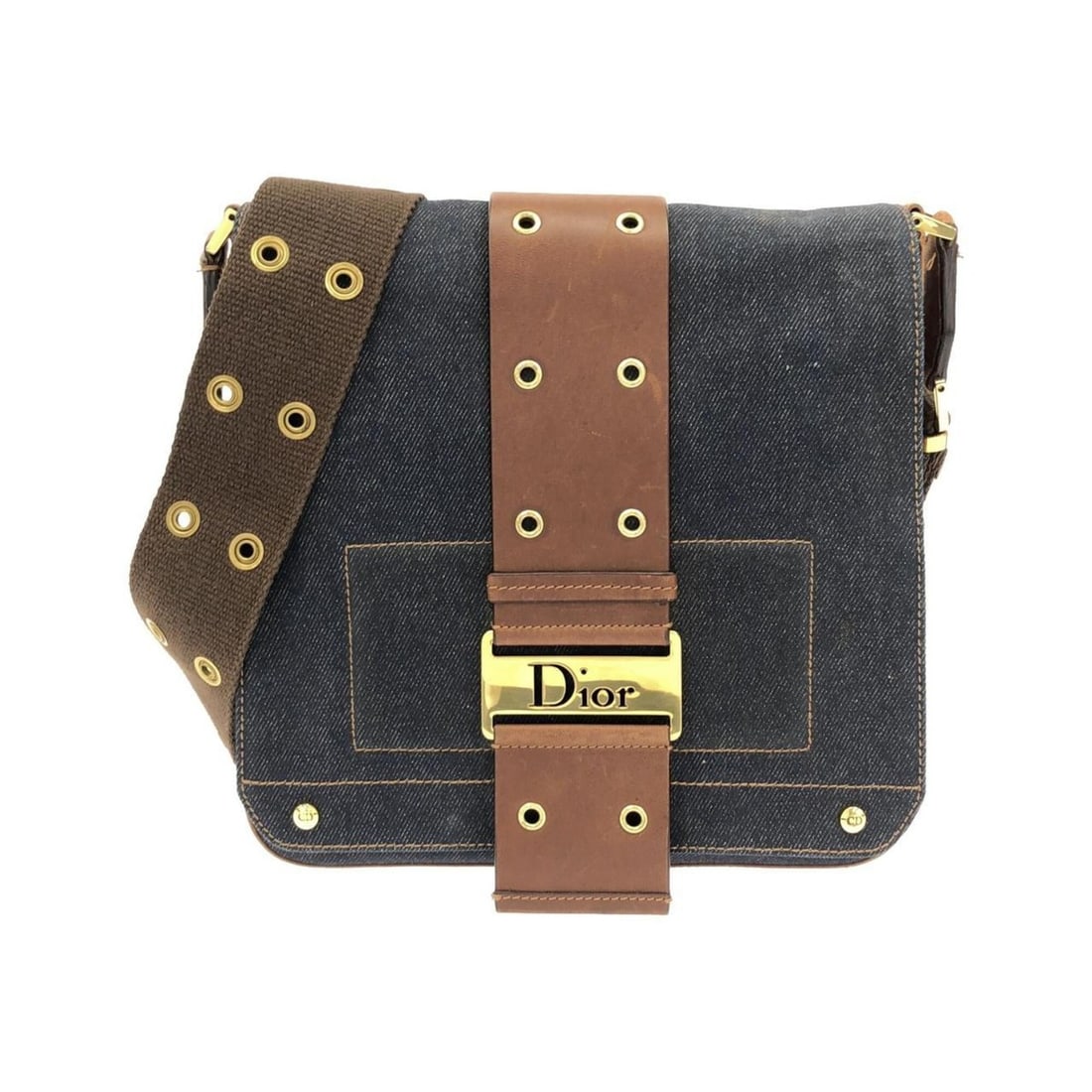 Christian Dior shoulder bag: --- Catalog ---Category: SizeSize (HxWxD): 23.5cm x 24.5cm x 6cm / 9.25'' x 9.64'' x 2.36''Category: DesignType: Shoulder bagColor: Blue, BrownGender: WomenMaterial: Denim , Leather Hardware Color: