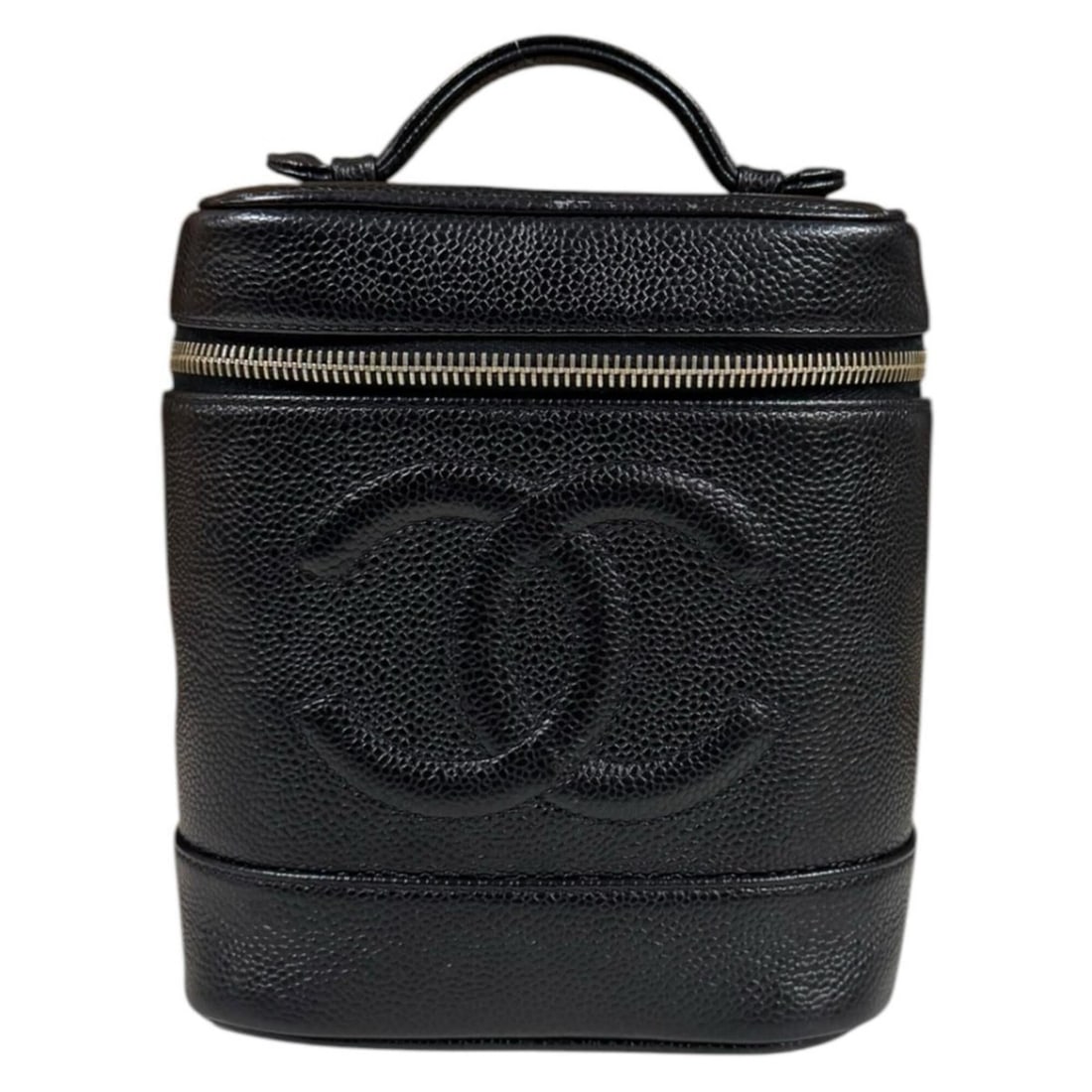 Chanel Vertical Vanity Case with Coco Mark Handbag, Caviar Skin, A01998, Black, Women's CHANEL: --- Catalog ---Category: SizeWeight: 320g / 11.28oz.Size (HxWxD): 17cm x 15cm x 12cm / 6.69'' x 5.9'' x 4.72''Handle Length: 8cm / 3.14''Category: DesignType: Handbag, Vanity bagColor: BlackStyle: Cas