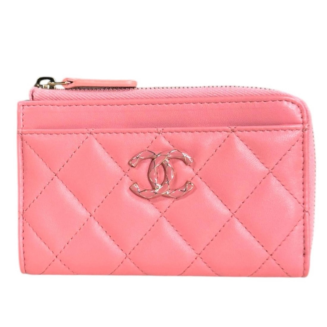 Chanel Matelassé Coco Mark Wallet/Coin Case, Lambskin AP3982, Women's CHANEL: --- Catalog ---Category: SizeWeight: 75g / 2.64oz.Size (HxWxD): 8.5cm x 13cm x 1.5cm / 3.34'' x 5.11'' x 0.59''Category: DesignType: Coin purse/coin caseColor: PinkGender: WomenClosure: ZipperHandmade
