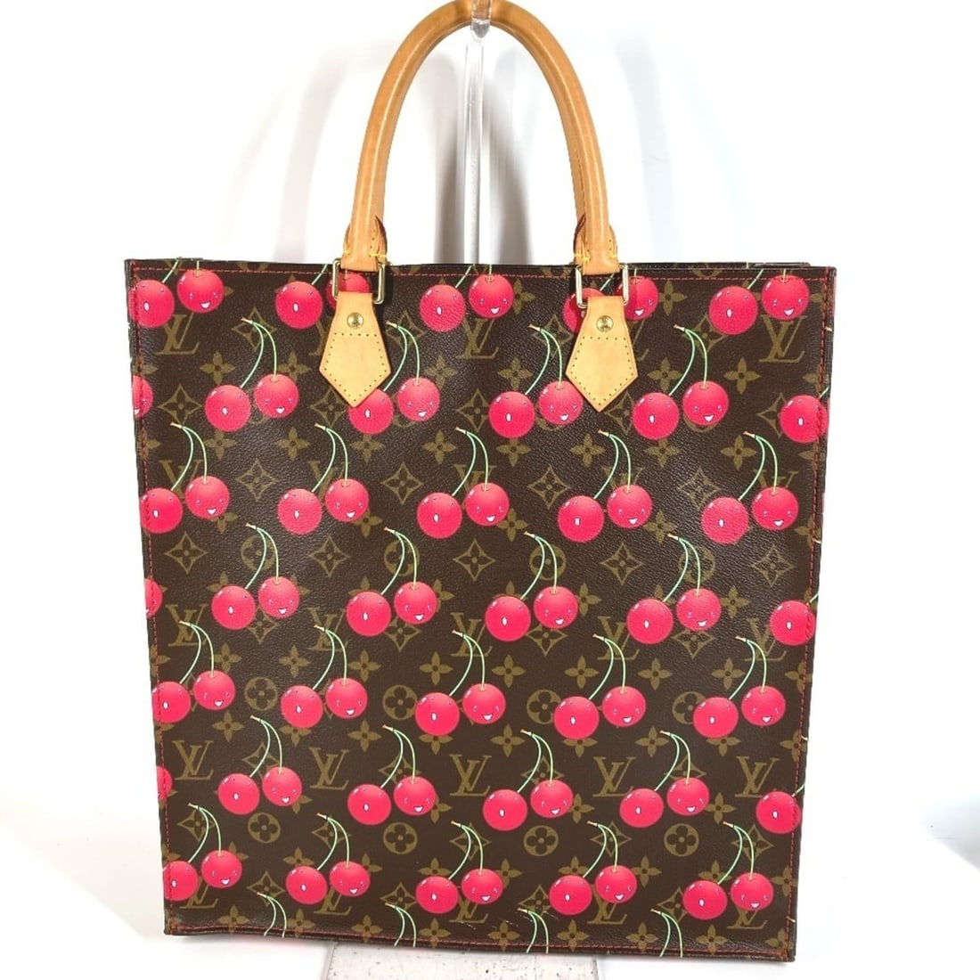 LOUIS VUITTON M95010 Monogram Cherry Sac Plat Tote Bag, Vertical Tote, Shoulder Canvas, Brown (1 of 17)