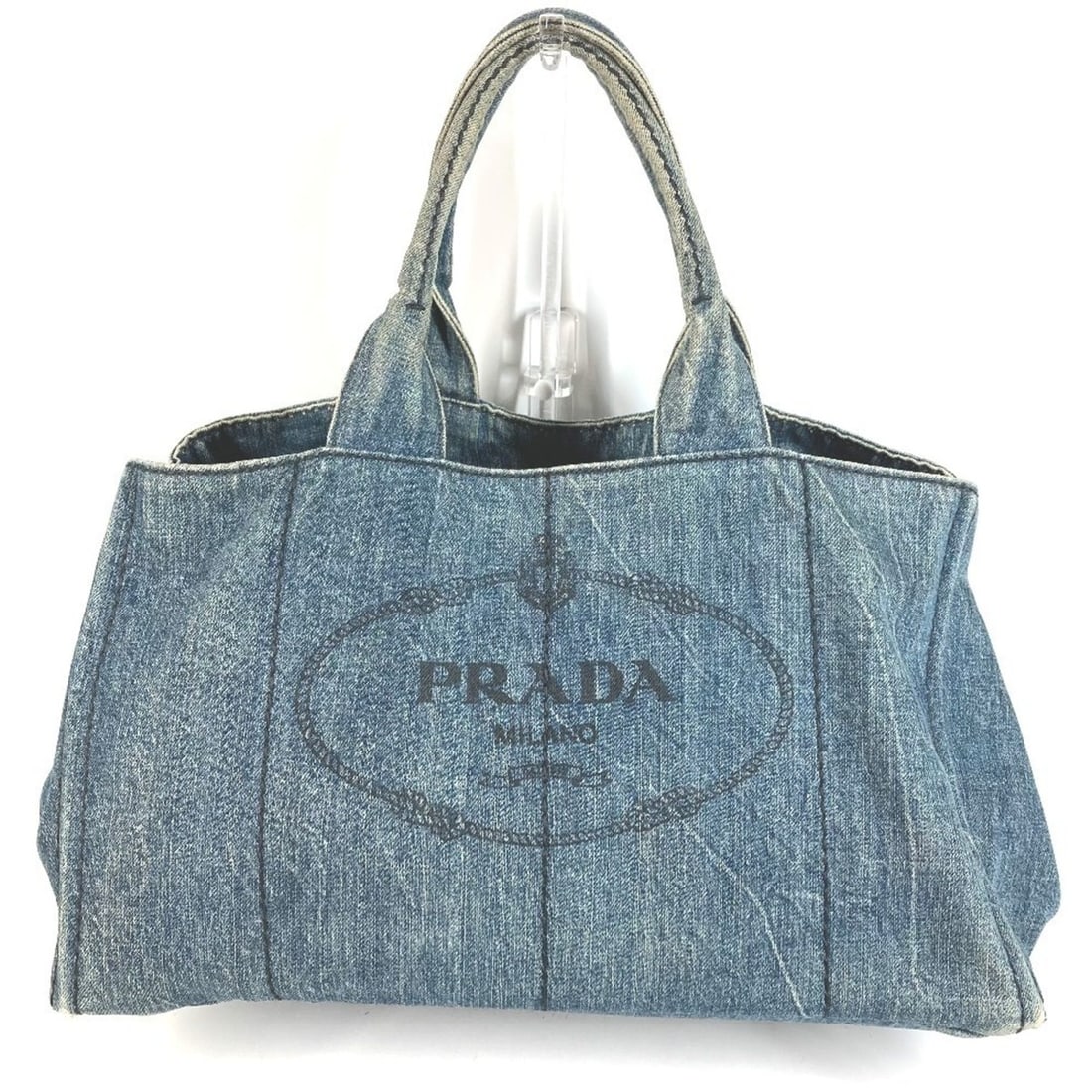 PRADA B1872B Canapa Logo Handbag Shoulder Bag Tote Denim Men's Women's Blue: --- Catalog ---Category: SizeSize (HxWxD): 24cm x 40cm x 24.5cm / 9.44'' x 15.74'' x 9.64''Category: DesignType: Handbag, Shoulder bag, Tote bagColor: BlueGender: Men,WomenMaterial: Denim Category: Ge