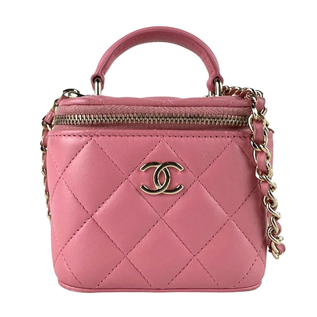 Chanel CHANEL Shoulder Bag Lambskin Pink Gold Women's z9802 (1 of 16)