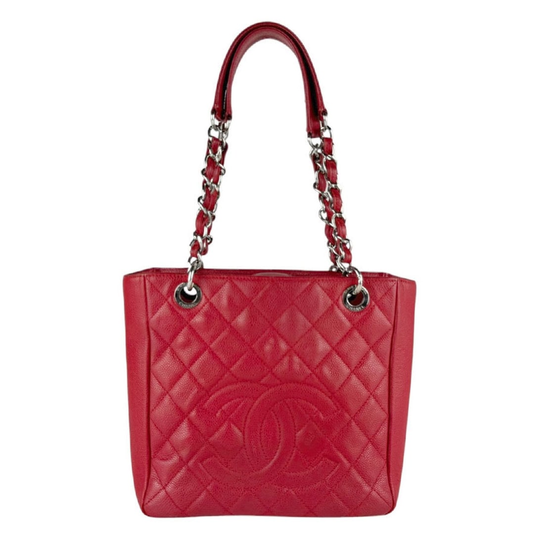 Chanel CHANEL Handbag PST Caviar Leather Red Women's z9798 (1 of 18)