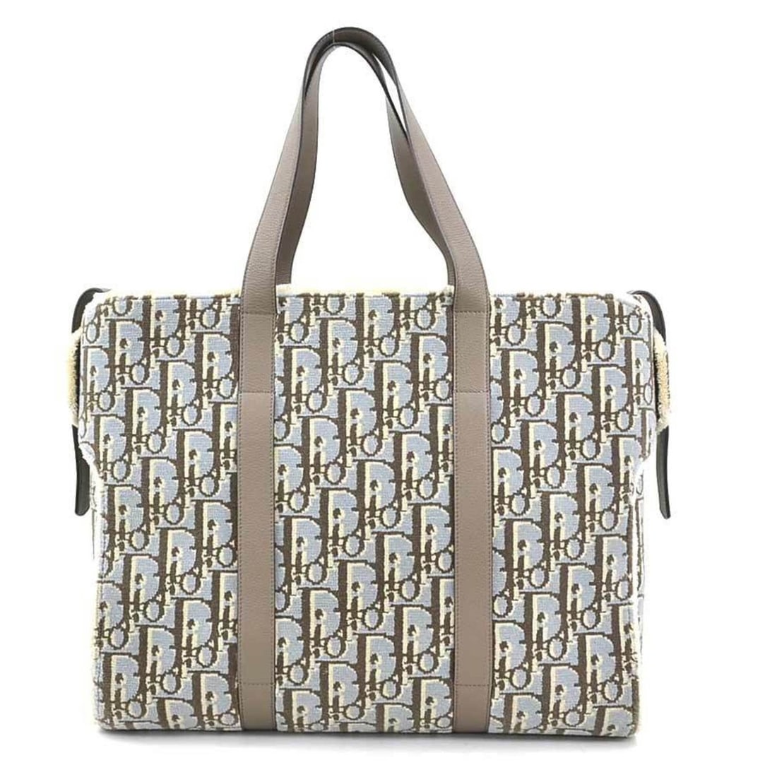 Christian Dior House of Coroll Leather Rug Handbag, Light Blue/Gray, Men's/Women's, 90255k: --- Catalog ---Category: SizeSize (HxWxD): 37cm x 45.5cm x 17cm / 14.56'' x 17.91'' x 6.69''Category: DesignType: HandbagColor: Gray, Light blueGender: Men,WomenMaterial: Leather Category: GeneralBran