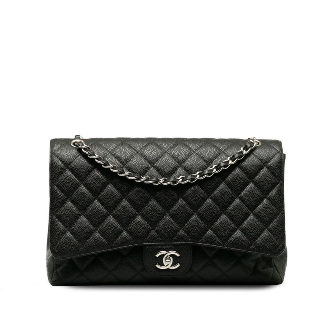 Chanel Matelassé Coco Mark Chain Shoulder Bag, Black, Silver Hardware, Caviar Leather, Women's.: --- Catalog ---Category: SizeHandle Drop: 28.00cm / 11.02''Size (HxWxD): 19.5cm x 32.5cm x 10cm / 7.67'' x 12.79'' x 3.93''Category: DesignType: Shoulder bagColor: BlackGender: WomenClosure: Turn lock