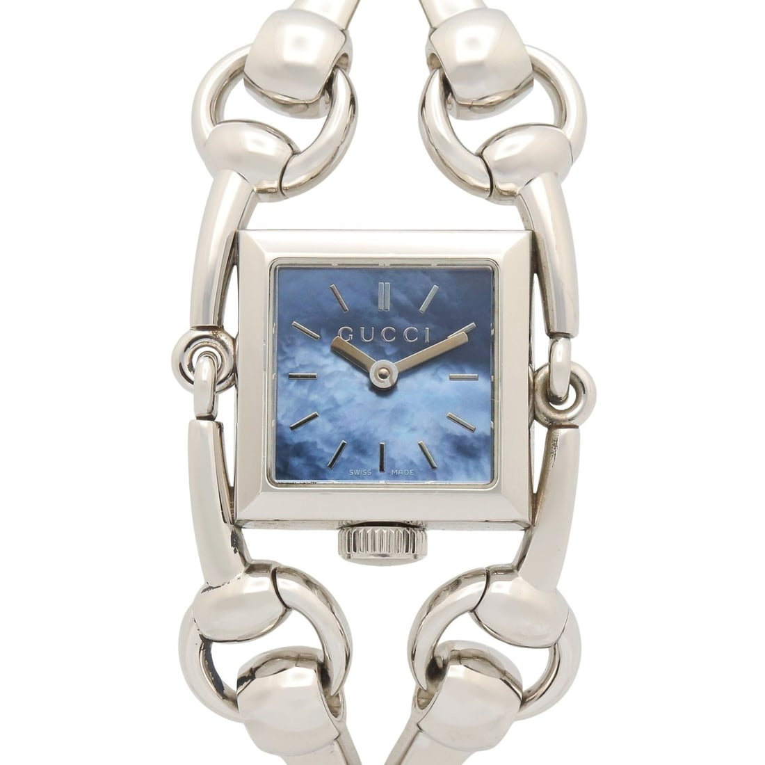 Gucci Signoria watch, stainless steel, women's, blue dial, shell, 116.5: --- Catalog ---Category: SizeWrist Size: 17cm / 6.69''Case Diameter: 20mm / 0.79''Category: DesignType: WristwatchGender: WomenColor (Dial): Blue, Blue shellMaterial (Band): Stainless steelMaterial (C
