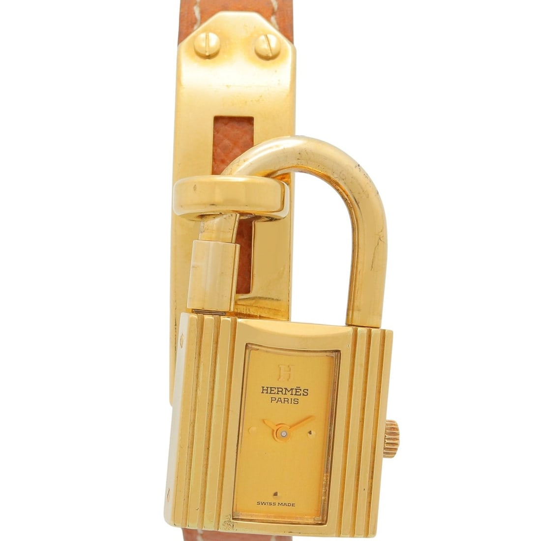 Hermes Kelly Watch, Gold Plated (GP), Leather Strap, Women's, Tone, KE1.201: --- Catalog ---Category: SizeWrist Size: 15.5cm / 6.1''Case Diameter: 20mm / 0.79''Category: DesignType: WristwatchGender: WomenColor (Dial): GoldMaterial (Band): LeatherMaterial (Case): Gold platedCa