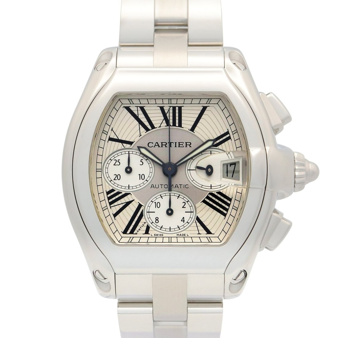 Cartier Roadster Chronograph Watch, Stainless Steel, Men's, Silver Tone, W62019X6 (1 of 20)