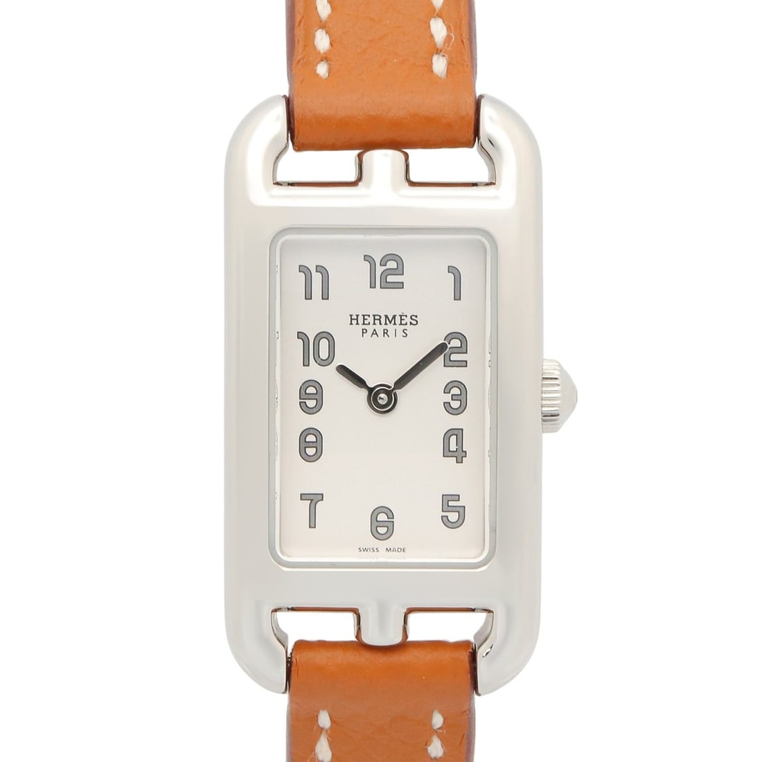 Hermes Nantucket Watch, Stainless Steel, Leather Strap, Women's, Silver Tone, NA2.110.220: --- Catalog ---Category: SizeWrist Size: 15.5cm / 6.1''Case Diameter: 17mm / 0.67''Category: DesignType: WristwatchGender: WomenColor (Dial): SilverMaterial (Band): LeatherMaterial (Case): Stainless s