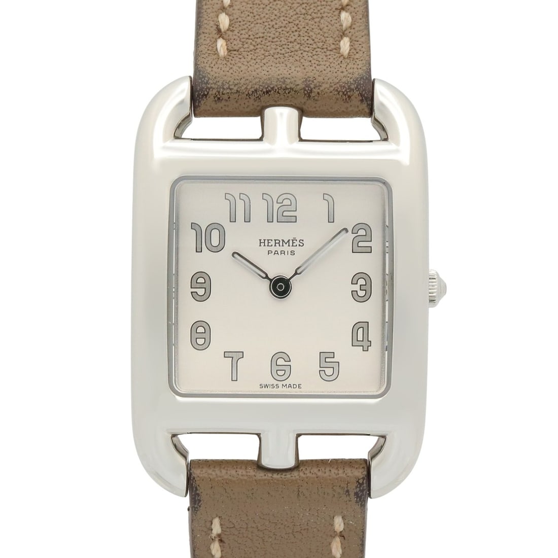 Hermes Cape Cod Watch, Stainless Steel, Leather Strap, Women's, Silver Tone, CC1.210a: --- Catalog ---Category: SizeWrist Size: 16.5cm / 6.49''Case Diameter: 23mm / 0.91''Category: DesignType: WristwatchGender: WomenColor (Dial): SilverMaterial (Band): LeatherMaterial (Case): Stainless 