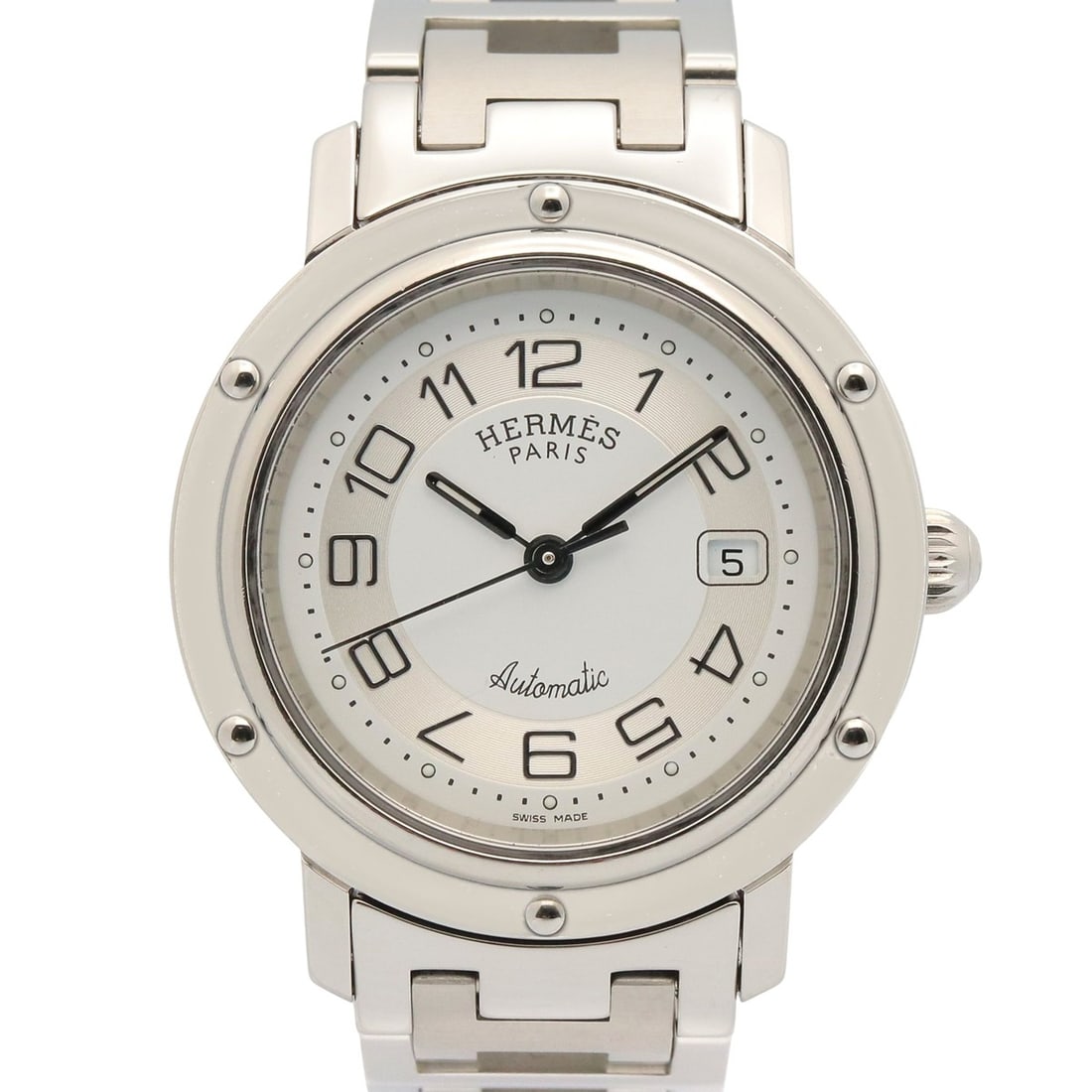 Hermes Clipper watch, stainless steel, boys' size, silver tone, CL5.410 (1 of 15)