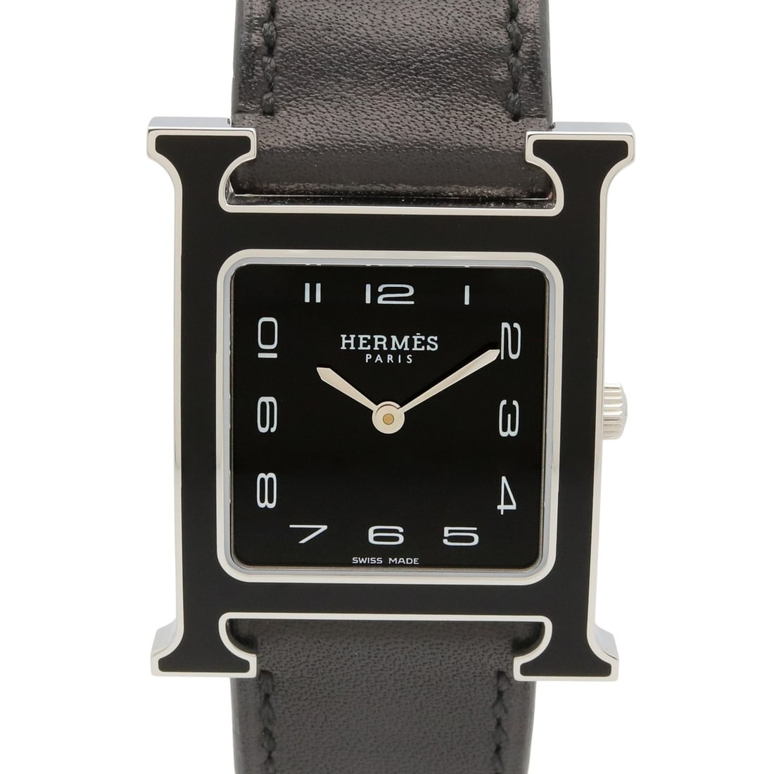 Hermes H-Watch, Stainless Steel, Leather Strap, Boys' Size, Black, HH1.521 (1 of 14)