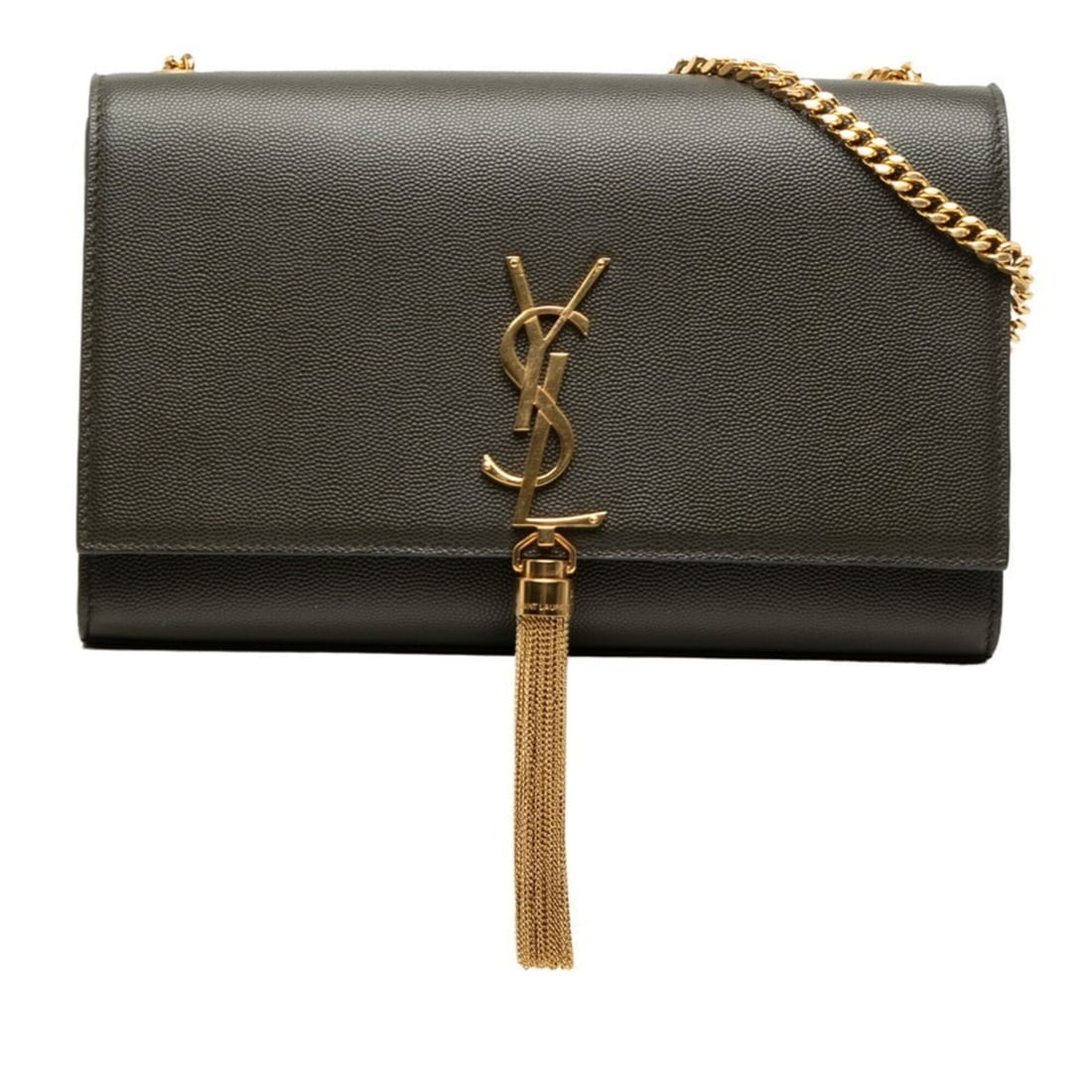 Saint Laurent YSL Tassel Kate Medium Chain Shoulder Bag 354119 Khaki Leather Women's SAINT LAURENT (1 of 9)