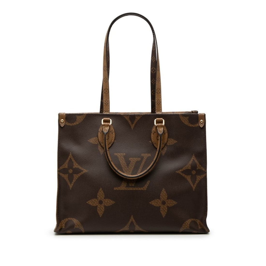 Louis Vuitton Monogram Giant Reverse OnTheGo MM Handbag Shoulder Bag 2WAY M45321 Brown Leather: --- Catalog ---Category: SizeStrap Drop: 24cm / 9.44''Handle Drop: 12.00cm / 4.72''Size (HxWxD): 27cm x 35cm x 14cm / 10.62'' x 13.77'' x 5.51''Category: DesignType: Handbag, Shoulder bagColor: BrownG