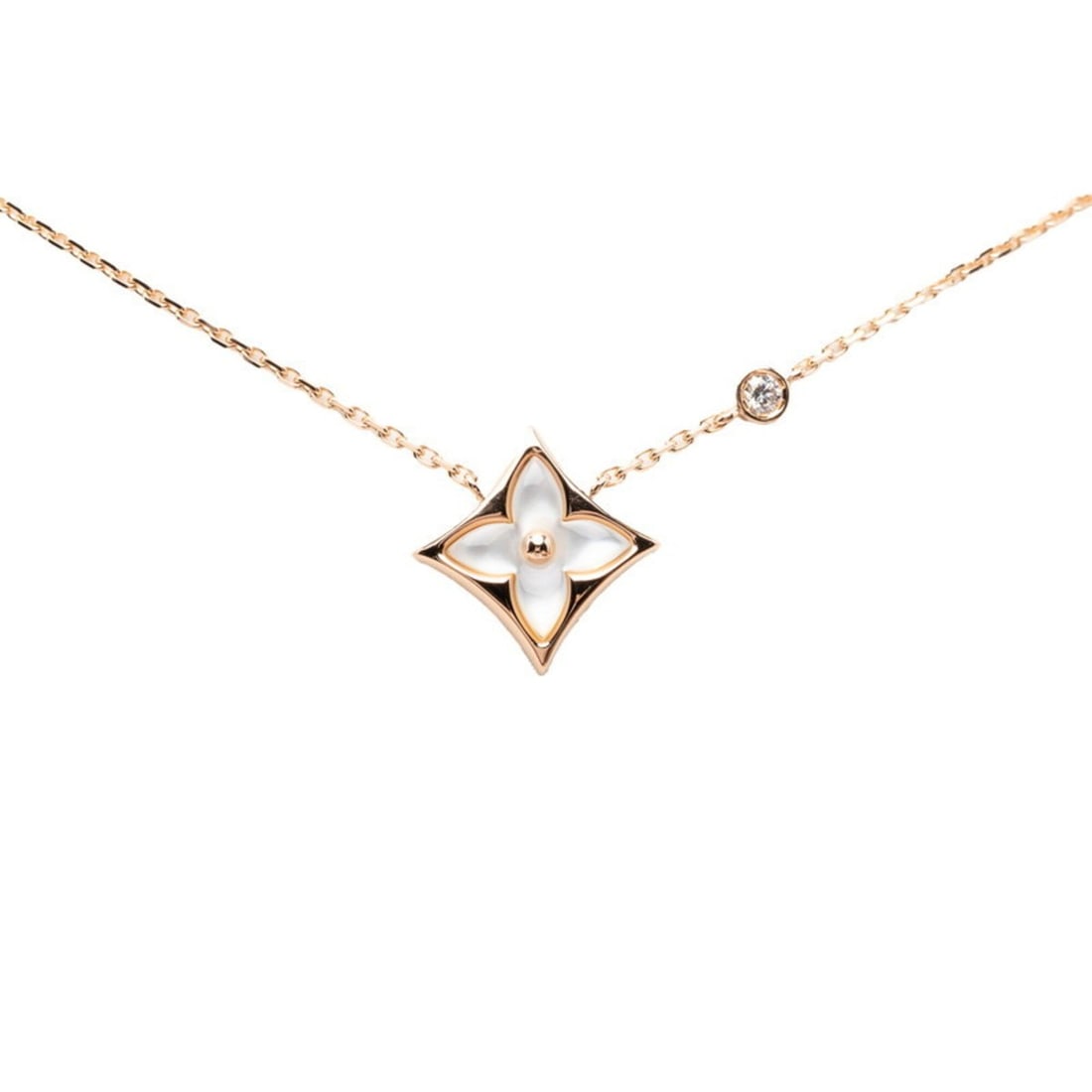 Louis Vuitton Gold 18KPG Pink Diamond Mother-of-Pearl Pendant Star Blossom BB Necklace for Women (1 of 18)