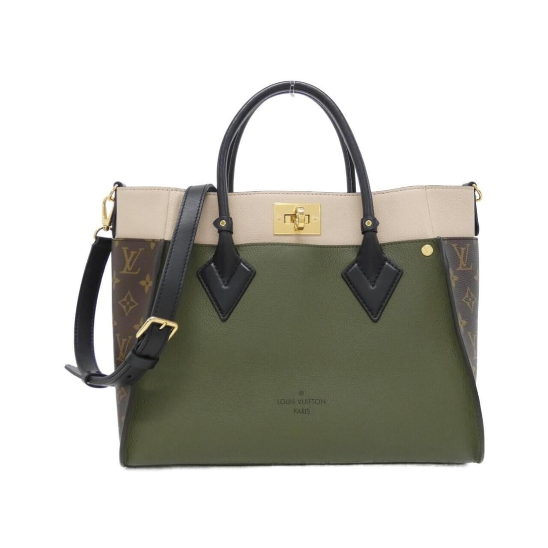 Louis Vuitton On My Side MM M55302 Handbag: --- Catalog ---Category: SizeSize (HxWxD): 24cm x 30cm x 14cm / 9.44'' x 11.81'' x 5.51''Category: DesignType: HandbagColor: GreenGender: WomenMaterial: Coated canvas , Leather Category: