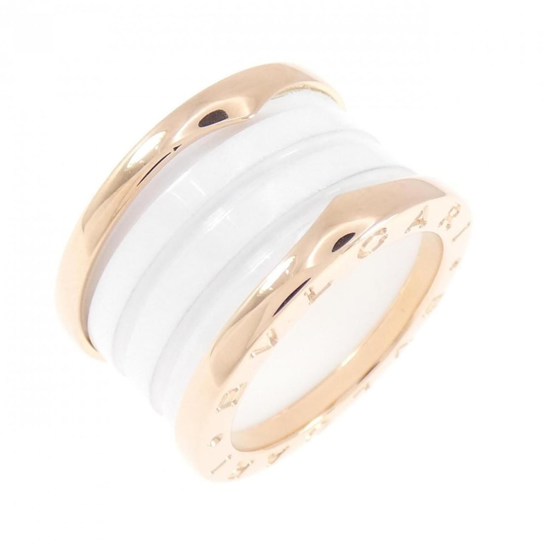Bvlgari B.zero1 4-band ring: --- Catalog ---Category: SizeUS Size: 4.5Brand Size: 48Category: DesignType: Band ringGender: WomenMaterial: Ceramic, Pink gold (18K)Category: GeneralBrand: Bvlgari--- Item List ---Section: