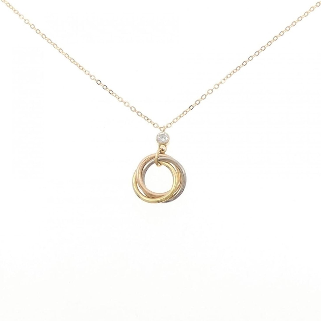 Cartier Trinity Necklace: --- Catalog ---Category: SizePendant Size: 14.6mm x 10.1mm / 0.57'' x 0.39''Neck Circumference: 44 cm / 17.32''Category: DesignColor: Pink, White, YellowGender: WomenMaterial: Pink gold (18K), White