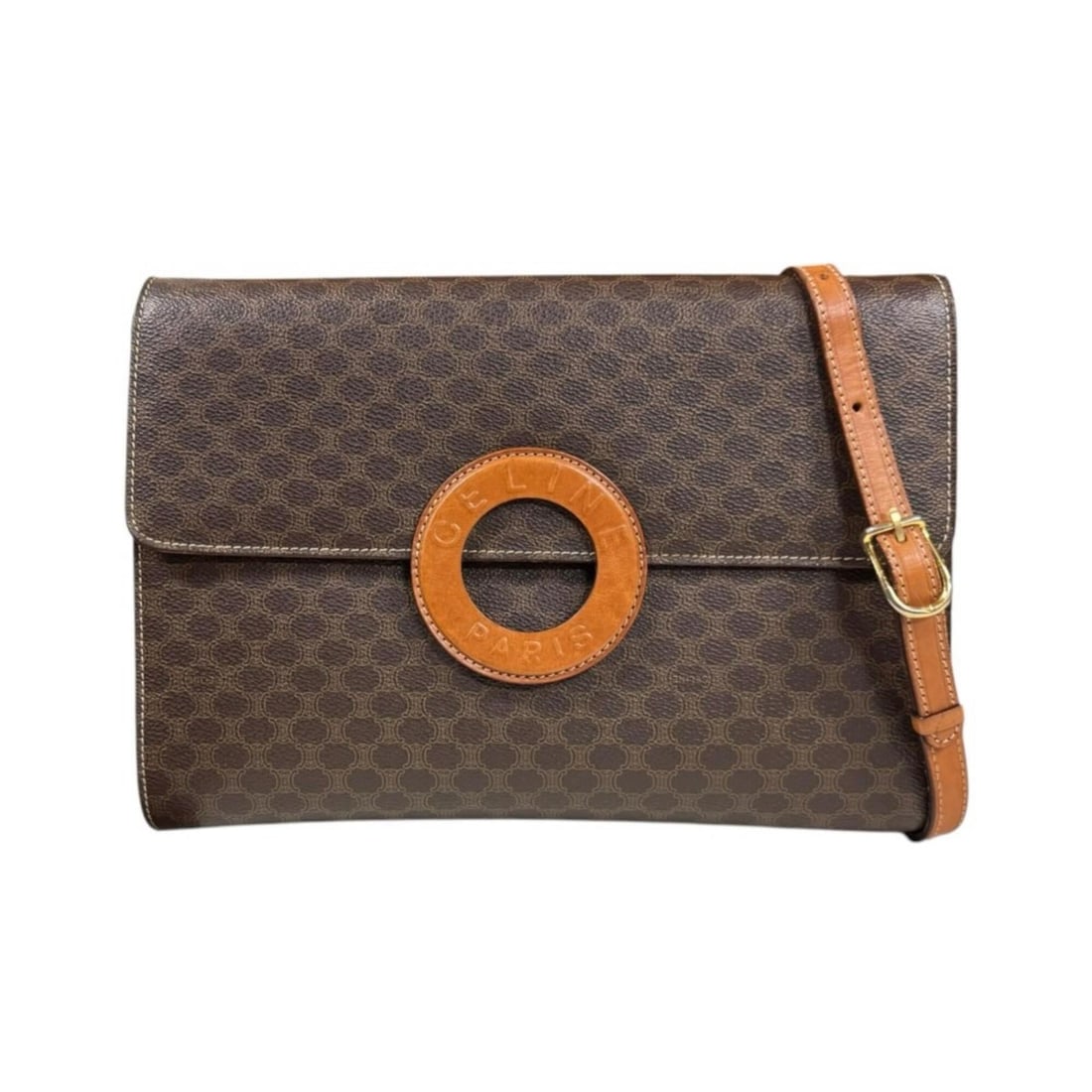Celine Macadam Shoulder Bag, Coated Canvas, Brown, Women's, CELINE 2-way Clutch Bag: --- Catalog ---Category: SizeSize (HxWxD): 21cm x 29cm x 5cm / 8.26'' x 11.41'' x 1.96''Category: DesignType: Clutch bag, Shoulder bagColor: BrownGender: WomenMaterial: Coated canvas , Leather