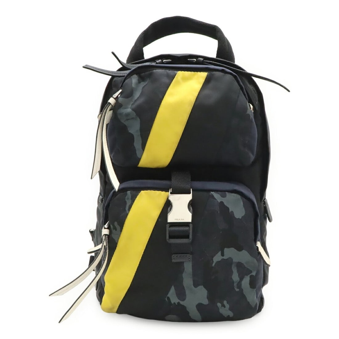 PRADA body bag, shoulder handbag, camouflage pattern, nylon, NERO (black/yellow), 2VZ023: --- Catalog ---Category: SizeWeight: 630g / 1.38lb.Size (HxWxD): 31cm x 20cm x 6.5cm / 12.2'' x 7.87'' x 2.55''Strap Length: 108cm / 42.51''Category: DesignType: Shoulder bag, Sling bagColor: Black, M