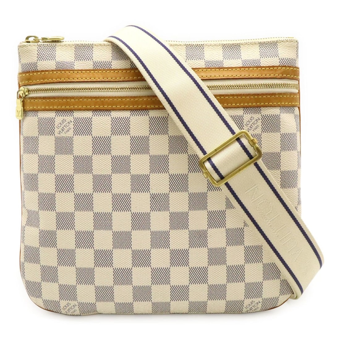 LOUIS VUITTON Damier Azur Pochette Bosphore Shoulder Bag N51112: --- Catalog ---Category: SizeWeight: 420g / 14.81oz.Size (HxWxD): 25.5cm x 26cm / 10.03'' x 10.23''Strap Length: 165cm / 64.96''Category: DesignType: Pochette, Shoulder bagColor: IvoryGender: