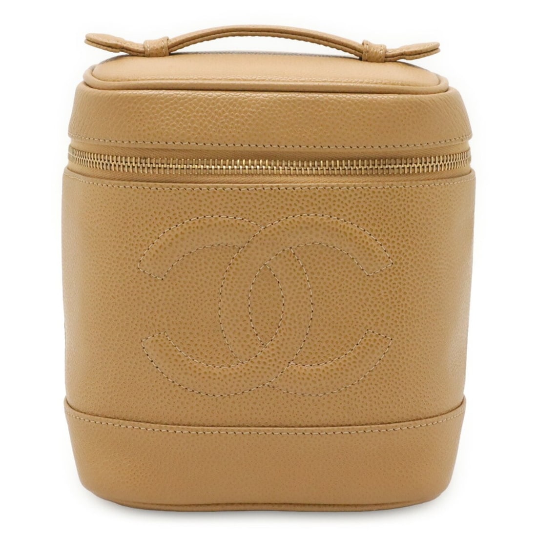 CHANEL Coco Mark Vanity Bag, Handbag, Pouch, Caviar Leather, Beige, A01998: --- Catalog ---Category: SizeSize (HxWxD): 17cm x 15cm x 12cm / 6.69'' x 5.9'' x 4.72''Category: DesignType: Handbag, Pouch, Vanity bagColor: BeigeGender: WomenMaterial: Grained Calfskin Category: Gen