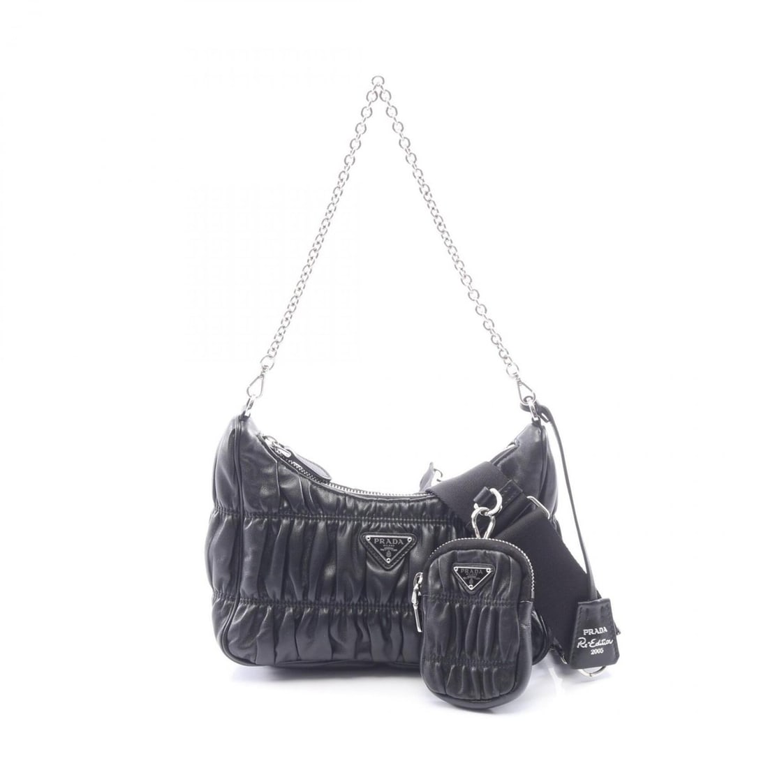 Prada Re-Edition 2005 2-Way Shoulder Bag/Handbag, Leather, Women's, Black, 1BH204 (1 of 9)
