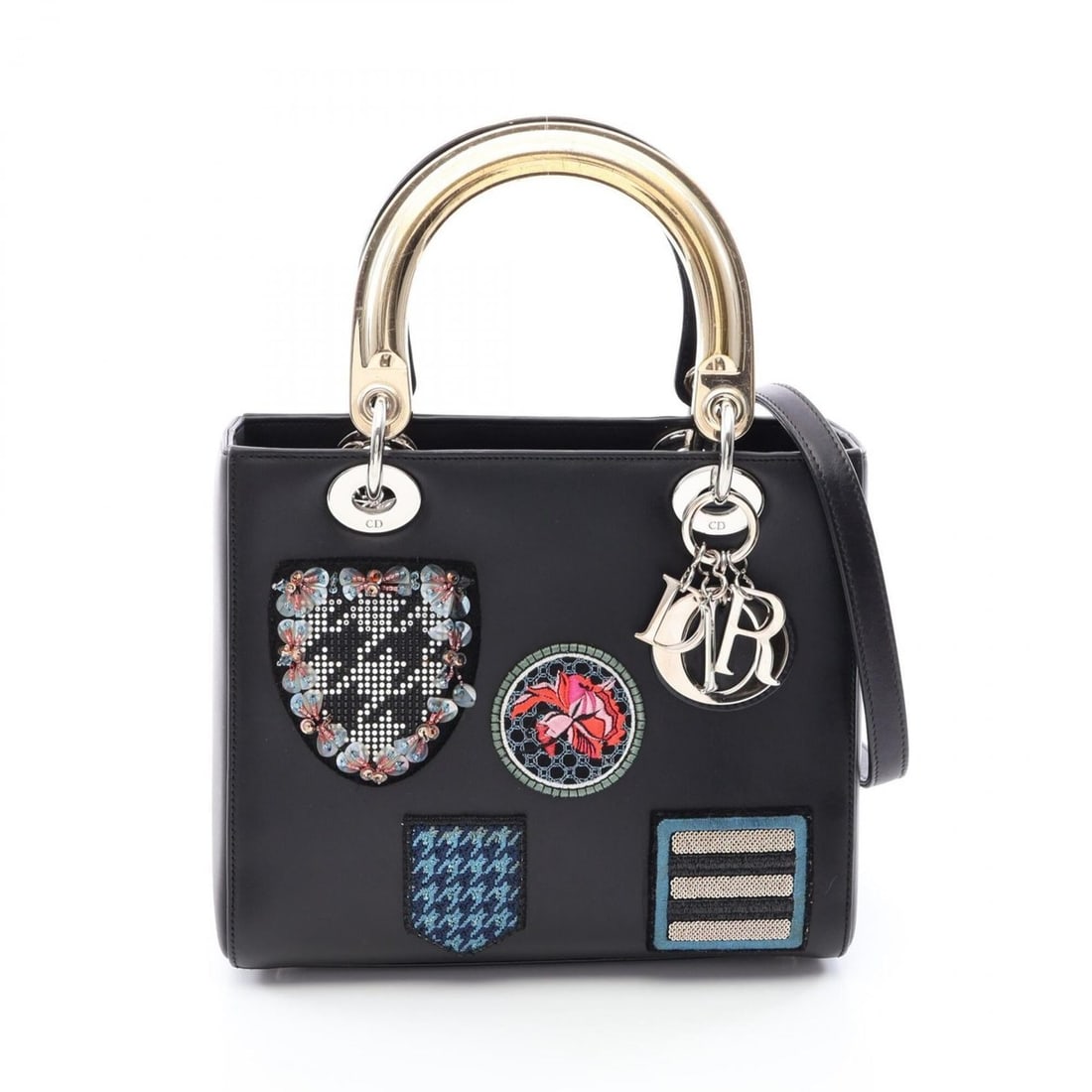 Christian Dior Dior LADY DIOR 2-Way Handbag, Leather, Women's, Black (1 of 10)