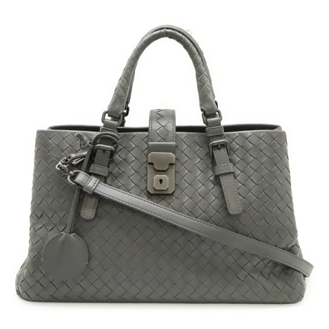 BOTTEGA VENETA Bottega Veneta Intrecciato Small Roma Bag Handbag Shoulder Leather Gray 337303 (1 of 16)
