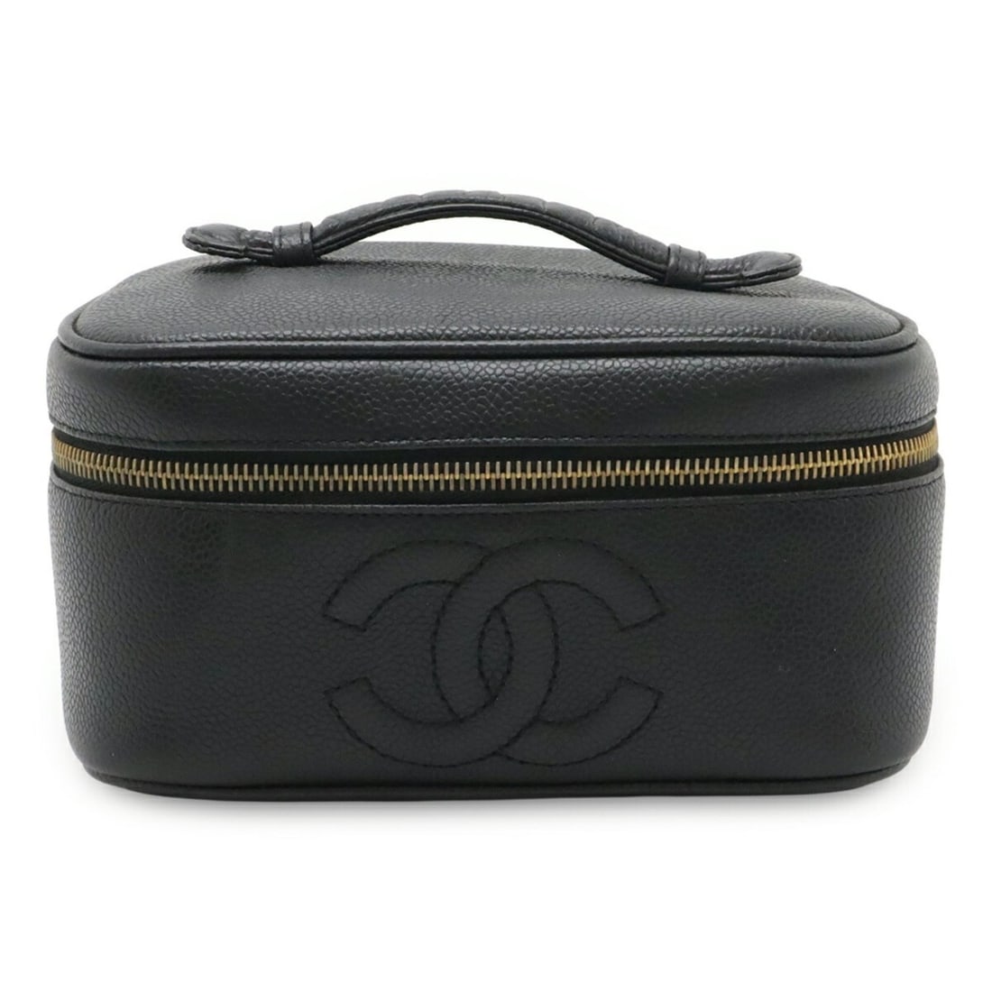 CHANEL Coco Mark Vanity Bag, Handbag, Pouch, Caviar Leather, Black, A01997: --- Catalog ---Category: SizeSize (HxWxD): 10.5cm x 19.5cm x 14cm / 4.13'' x 7.67'' x 5.51''Category: DesignType: Handbag, Pouch, Vanity bagColor: BlackGender: WomenMaterial: Grained Calfskin Category
