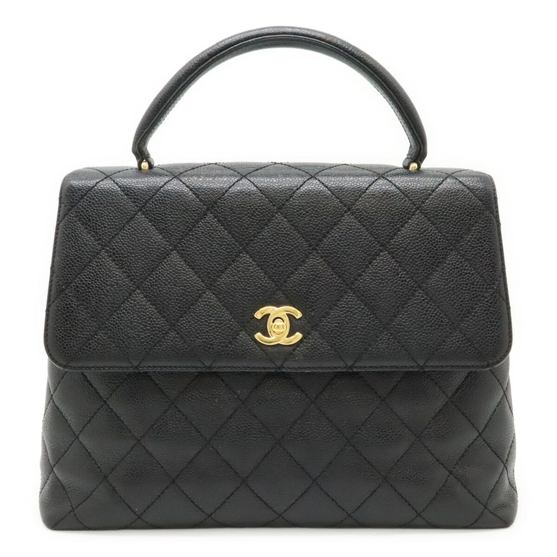 CHANEL Matelassé Coco Mark Handbag Flap Bag Caviar Leather Black A12397: --- Catalog ---Category: SizeSize (HxWxD): 23cm x 29.5cm x 11.5cm / 9.05'' x 11.61'' x 4.52''Category: DesignType: HandbagColor: BlackGender: WomenMaterial: Grained Calfskin Category: GeneralMPN: A123