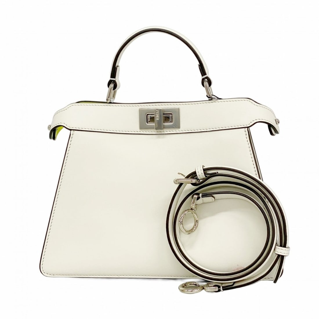 Fendi Peekaboo I.U. Leather Handbag, White, 2-way Bag for Women (1 of 10)