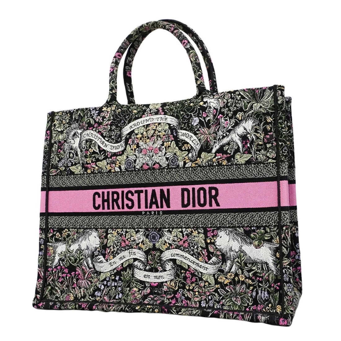 Christian Dior Book Tote Bag, Canvas, Black/Multicolor, Women's, OP004327: --- Catalog ---Category: SizeSize (HxWxD): 35cm x 42cm x 18.5cm / 13.77'' x 16.53'' x 7.28''Category: DesignType: Tote bagColor: Black, Multi-colorGender: WomenMaterial: Canvas Category: GeneralBrand: