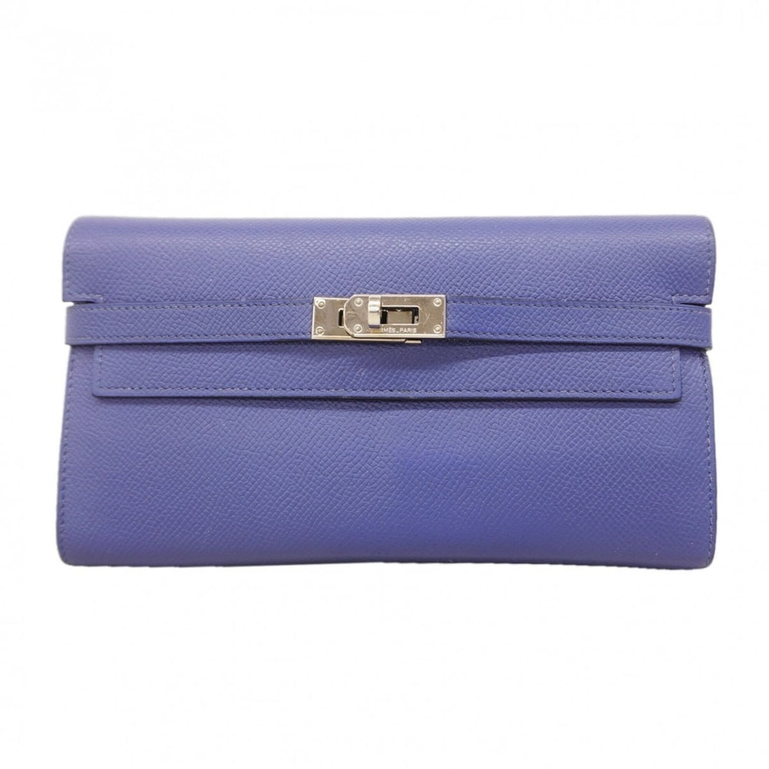 Hermes Kelly Wallet Verso Long Wallet, Veau Epsom Leather, Blue Brighton Capucines, C Stamp, (1 of 8)