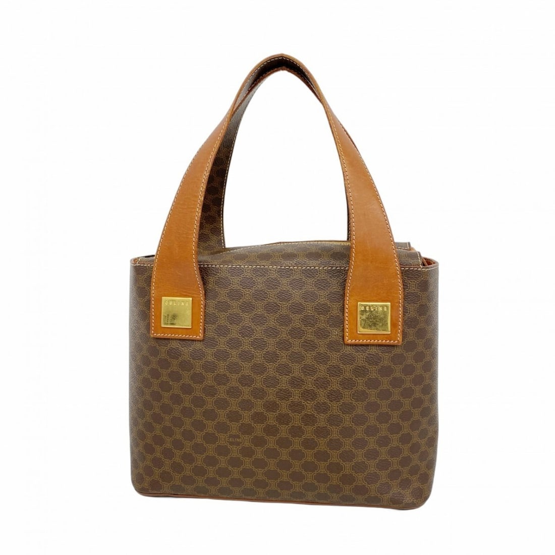 Celine Macadam Tote Bag, Brown, Women's: --- Catalog ---Category: SizeSize (HxWxD): 20cm x 26cm x 10cm / 7.87'' x 10.23'' x 3.93''Category: DesignType: Tote bagColor: BrownGender: WomenMaterial: PVC Hardware Color: GoldCategory: GeneralBrand