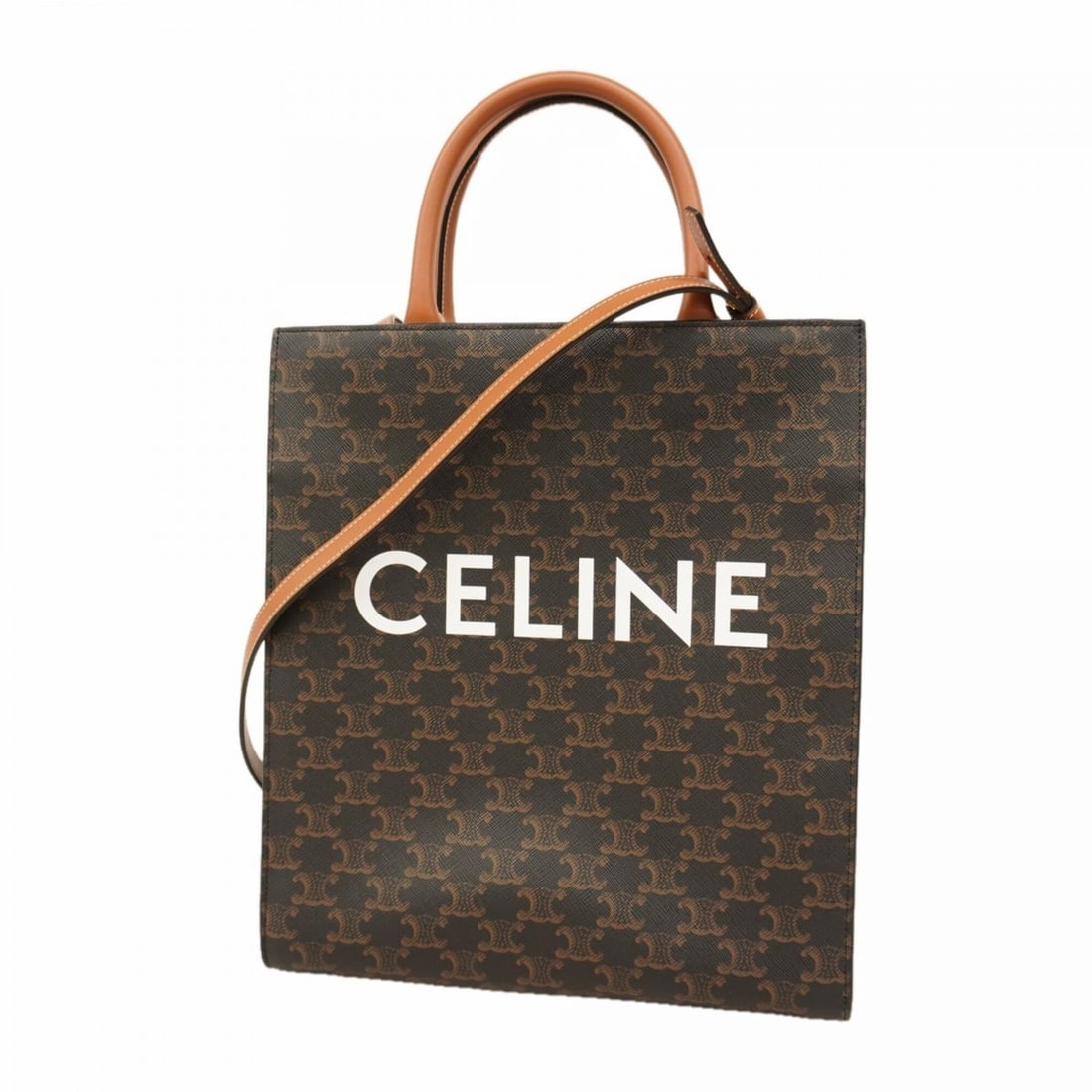 Celine Triomphe Vertical Cabas Tote Bag, Black/Brown, 2-way bag for women (1 of 10)