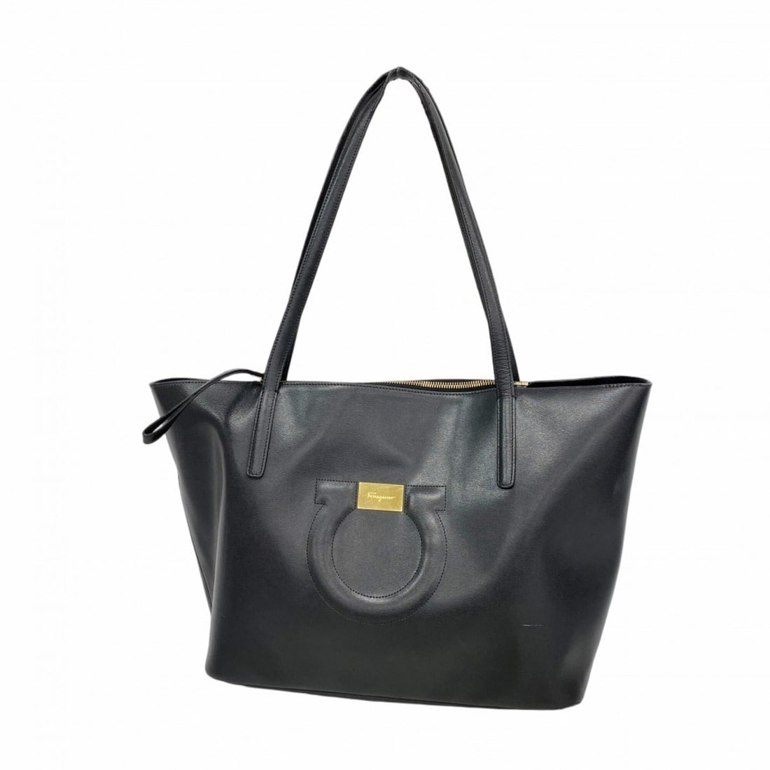 Salvatore Ferragamo Gancini Leather Tote Bag, Black, Women's, P2928184 (1 of 11)