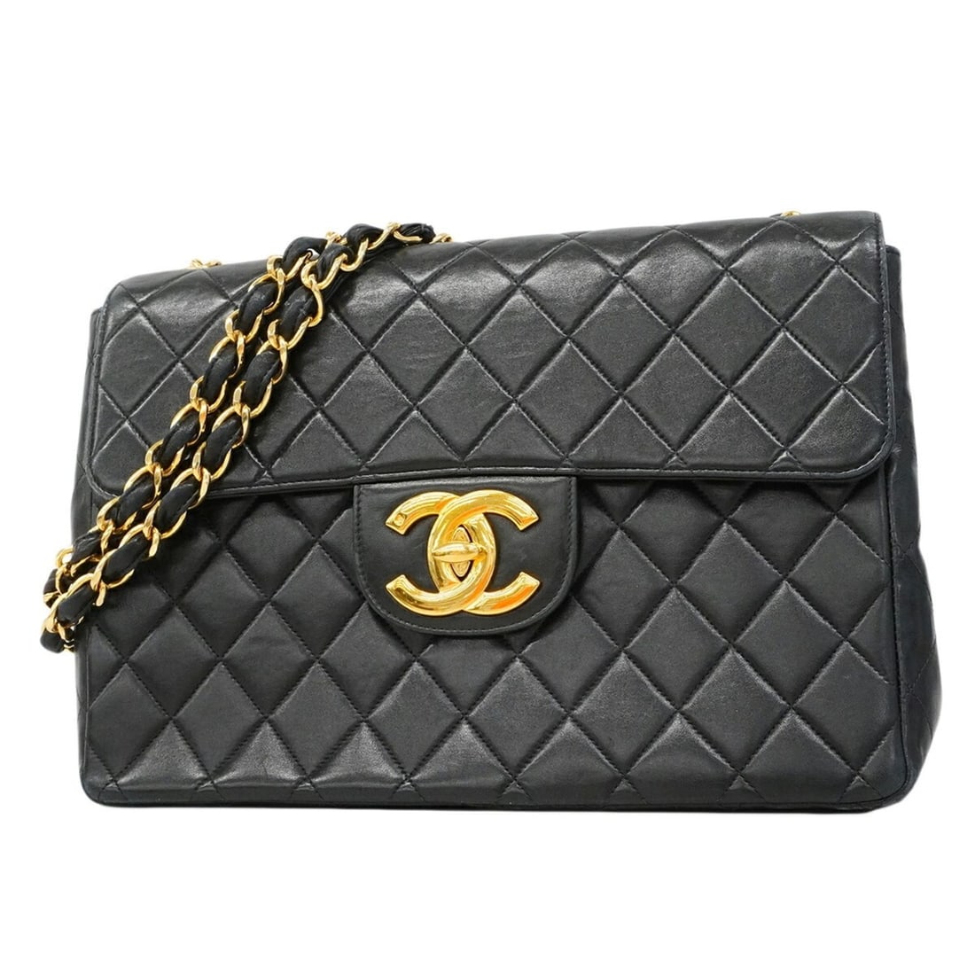 Chanel Shoulder Bag, Large Matelassé, Double Chain, Lambskin, Black, Women's, P2917349: --- Catalog ---Category: SizeSize (HxWxD): 21.5cm x 30cm x 8.5cm / 8.46'' x 11.81'' x 3.34''Category: DesignType: Shoulder bagColor: BlackGender: WomenMaterial: Leather Hardware Color: GoldLeather/Fur