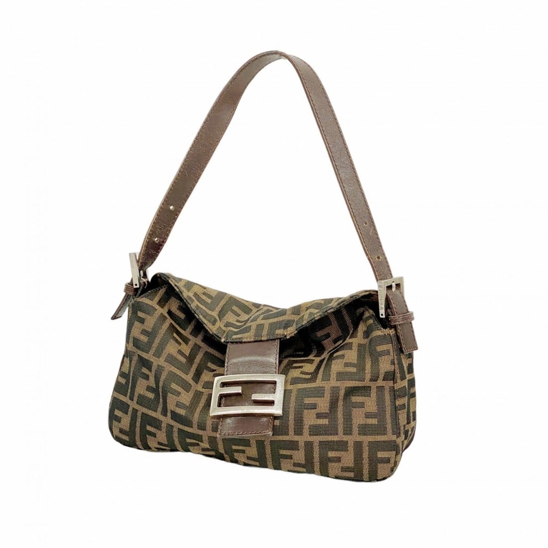 Fendi Zucca Nylon Canvas Handbag, Brown, Women's: --- Catalog ---Category: SizeSize (HxWxD): 19.5cm x 26.5cm x 8.5cm / 7.67'' x 10.43'' x 3.34''Category: DesignType: HandbagColor: BrownGender: WomenMaterial: Nylon canvas Hardware Color: SilverCategor