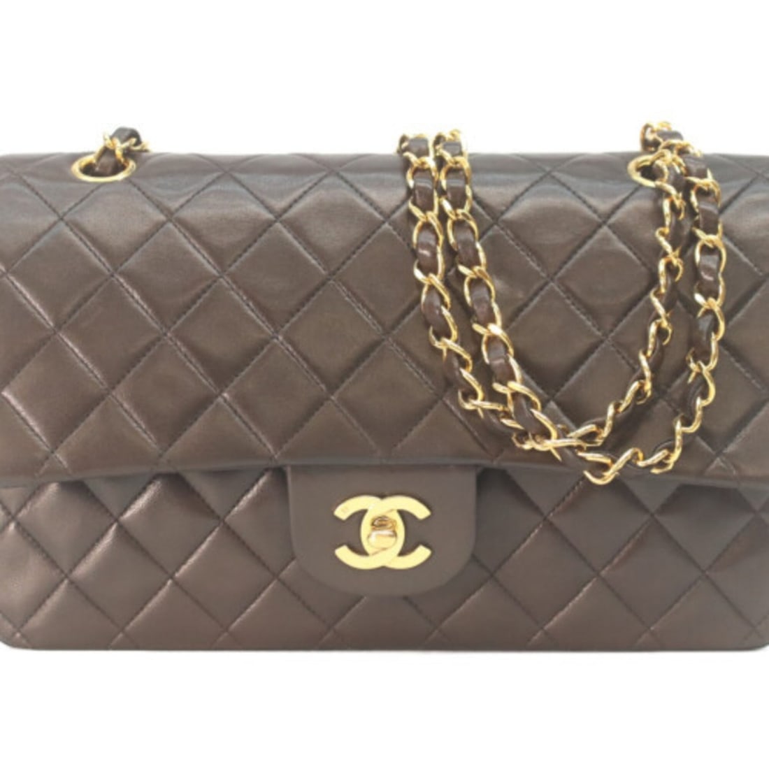 CHANEL A01112 Lambskin Double Flap Matelassé 25 Shoulder Bag, Black with Gold Hardware, Women's: --- Catalog ---Category: SizeSize (HxWxD): 16cm x 26cm x 7cm / 6.29'' x 10.23'' x 2.75''Category: DesignType: Shoulder bagColor: BlackGender: WomenMaterial: Leather Hardware Color: GoldLeather/Fur Typ