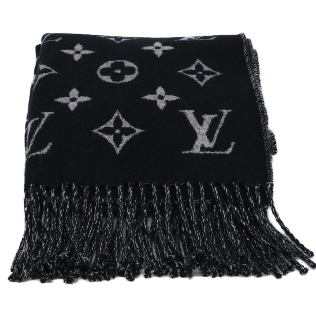 LOUIS VUITTON M73055 Echarpe Polka Gram Wool Cashmere Stole Scarf Black Gray Women's: --- Catalog ---Category: SizeSize (LxW): 2.2m x 47cm / 86.61'' x 18.5''Category: DesignType: StoleColor: Black, GrayGender: WomenMaterial: Wool Category: GeneralBrand: Louis Vuitton--- Item List ---Se