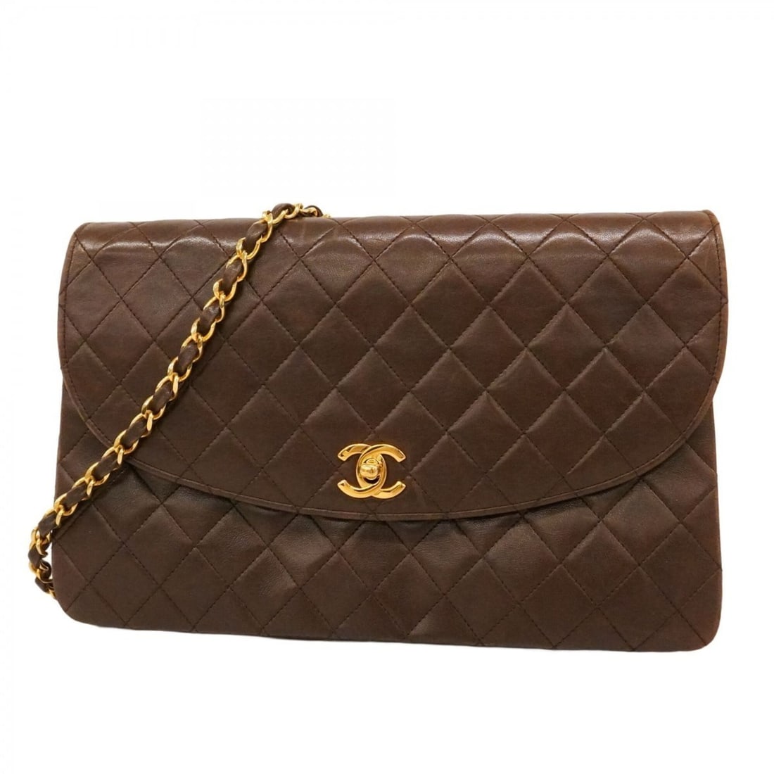 Chanel Matelassé Chain Shoulder Bag, Lambskin, Brown, Women's: --- Catalog ---Category: SizeSize (HxWxD): 20cm x 29cm x 6.5cm / 7.87'' x 11.41'' x 2.55''Category: DesignType: Shoulder bagColor: BrownGender: WomenMaterial: Leather Hardware Color: GoldLeather/Fur T
