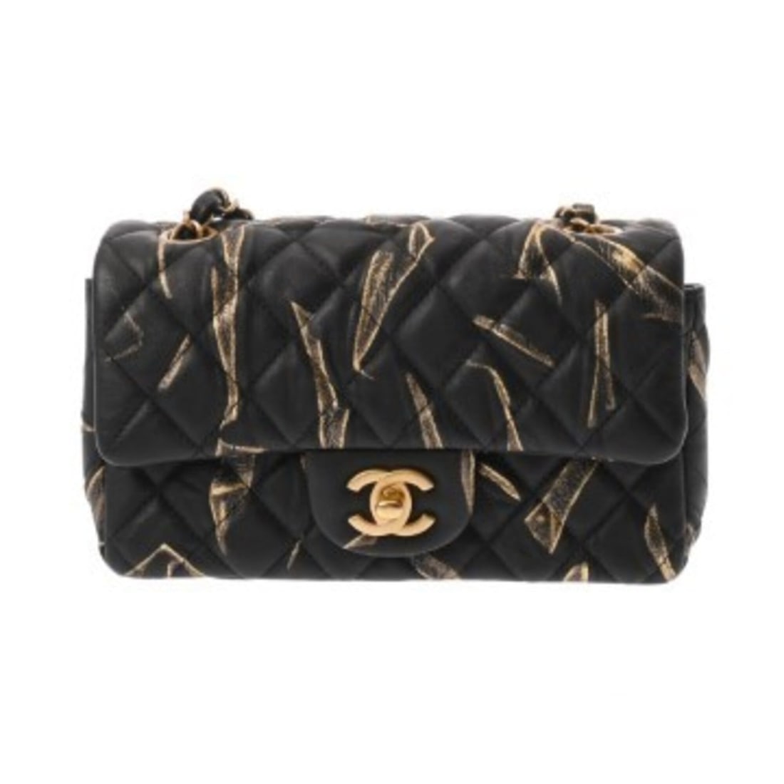 CHANEL Matelassé Abstract Print Mini Classic Handbag 20cm Black A69900 Women's Calfskin Shoulder: --- Catalog ---Category: SizeSize (HxWxD): 12cm x 20cm x 6.5cm / 4.72'' x 7.87'' x 2.55''Category: DesignType: Shoulder bagColor: BlackGender: WomenMaterial: Leather Hardware Color: GoldLeather/Fur Ty