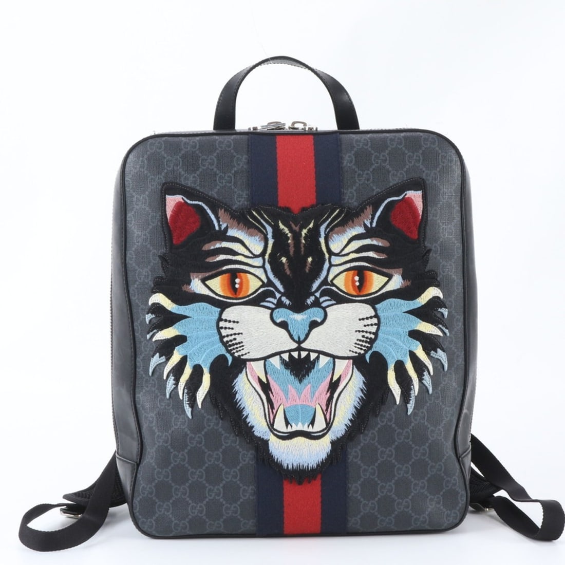 Excellent condition Gucci GG Supreme Angry Cat 473324 Leather Backpack for Men: --- Catalog ---Category: SizeSize (HxWxD): 36cm x 30cm x 12cm / 14.17'' x 11.81'' x 4.72''Strap Length: 86cm / 33.85''Handle Length: 27cm / 10.62''Category: DesignType: BackpackColor: BlackGender: Men
