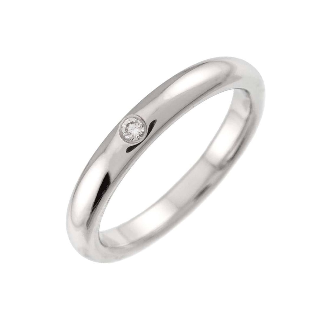 Tiffany & Co. Stacking Band Ring with 1 Diamond, Platinum.: --- Catalog ---Category: SizeJP Size: 8US Size: 4.5Category: DesignType: Band ringGender: WomenMaterial: Platinum 950Category: GeneralBrand: Tiffany--- Item List ---Section: ConditionRanking: Rank SA 