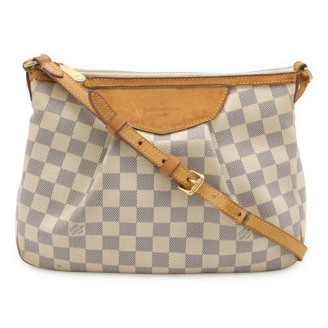 LOUIS VUITTON Damier Azur Siracusa PM Shoulder Bag N41113: --- Catalog ---Category: SizeSize (HxWxD): 23cm x 30cm x 9cm / 9.05'' x 11.81'' x 3.54''Category: DesignType: Shoulder bagColor: Damier Azur, IvoryGender: WomenMaterial: Canvas Category: GeneralMPN: N