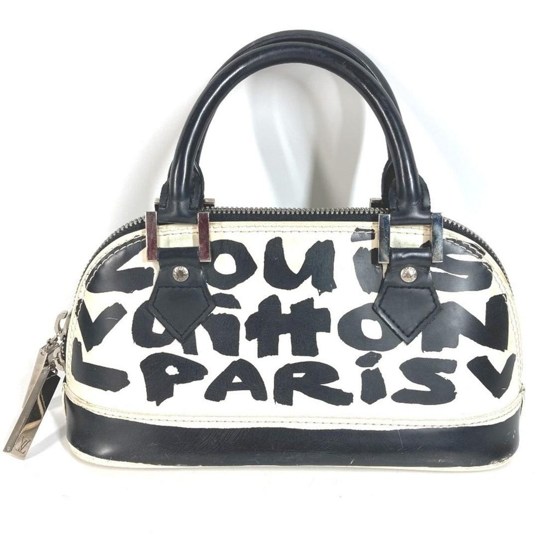LOUIS VUITTON M92177 Graffiti Alma PM Bag Tote Handbag Leather Women's White: --- Catalog ---Category: SizeSize (HxWxD): 12cm x 24.5cm x 9cm / 4.72'' x 9.64'' x 3.54''Category: DesignType: Handbag, Tote bagColor: Black, WhiteGender: WomenMaterial: Leather Category: GeneralMPN: 